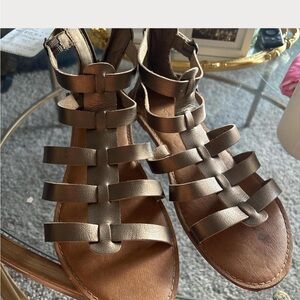 Women's Metallic Brown Strappy Gladiator Sandals